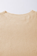 Apricot Short Sleeve Side Slit Oversized Sweater