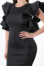 Black Bodycon dress with Ruffled Sleeves