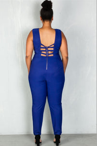 Plus Size Navy Caged Jumpsuit