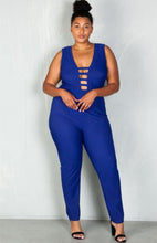 Plus Size Navy Caged Jumpsuit