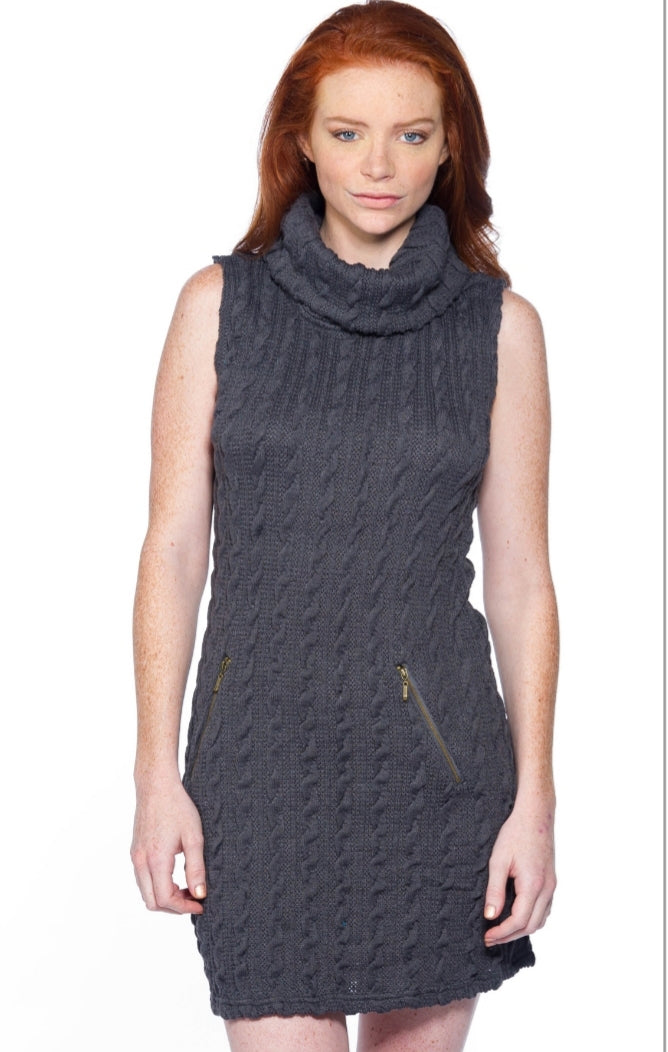 Grey Cowl Neck Dress
